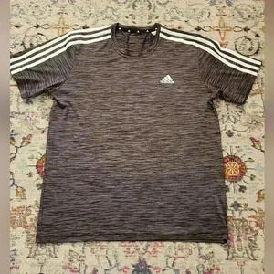 Adidas Men's Primegreen Aeroready Athletic Heather Grey Shirt Workout Top, sz SM